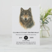Custom Watercolor Wolf Birthday Kaart (Staand voorkant)