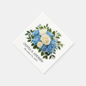 Custom Waterverf Floral Design - Blauw en Wit Servet (Hoek)