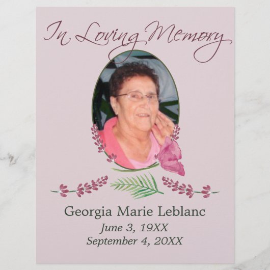 Custom Waterverf Lavender Memorial Keepsakes Flyer (Voorkant)