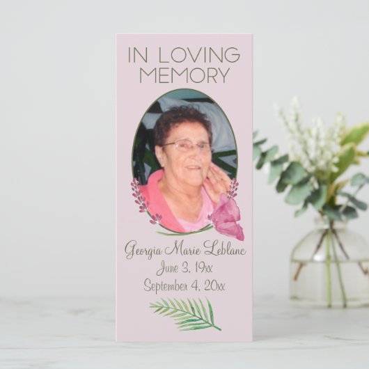 Custom Waterverf Lavender Memorial Keepsakes Kaart (Staand voorkant)