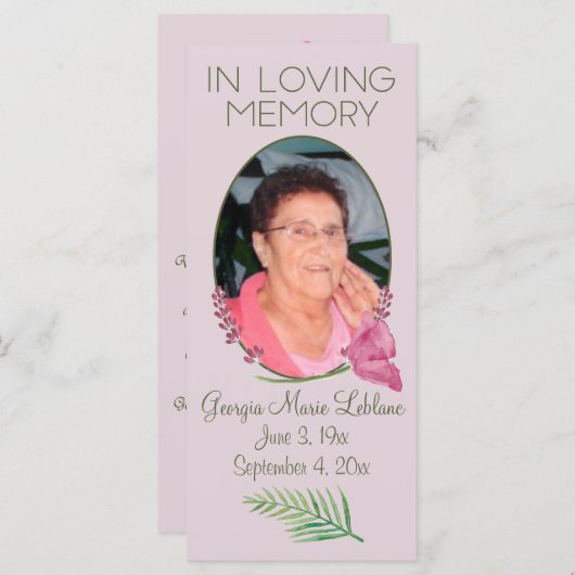 Custom Waterverf Lavender Memorial Keepsakes Kaart (Voorkant / Achterkant)