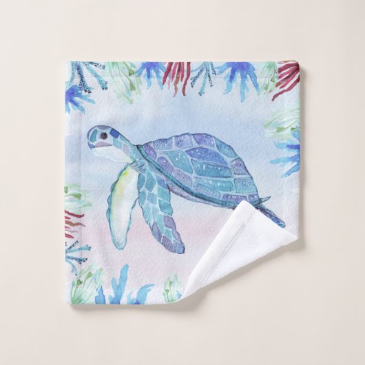 Custom Waterverf Ocean Animal Bad Handdoek (Wasdoekje)