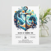 Custom Waves Blue Ocean Verjaardag Kaart (Staand voorkant)