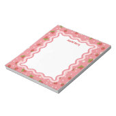 Custom Wavy Border Strawberry Pattern Personalized Notitieblok (Linkerzijde)