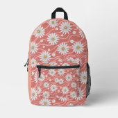 Custom Wavy Pink Daisies Bedrukte Rugzak (Voorkant)