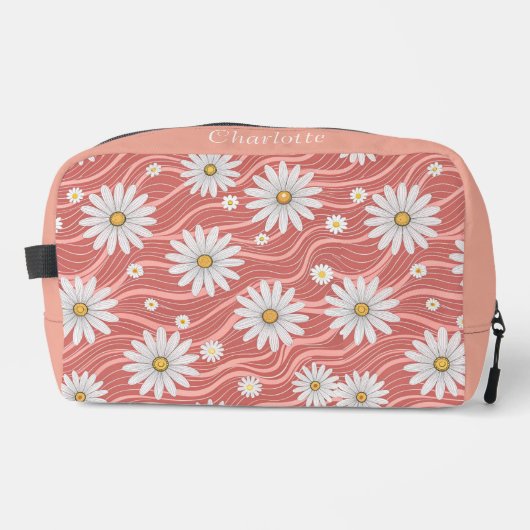 Custom Wavy Pink Daisies Toilettasje (Voorkant)