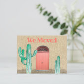 Custom We Coral Door Southwest Cactus Announcement Briefkaart (Staand voorkant)