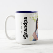 Custom we houden van je Opa Foto Tweekleurige Koffiemok (Links)