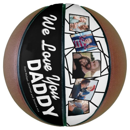 Custom We Love You Dad Foto Basketbal (Verticaal)