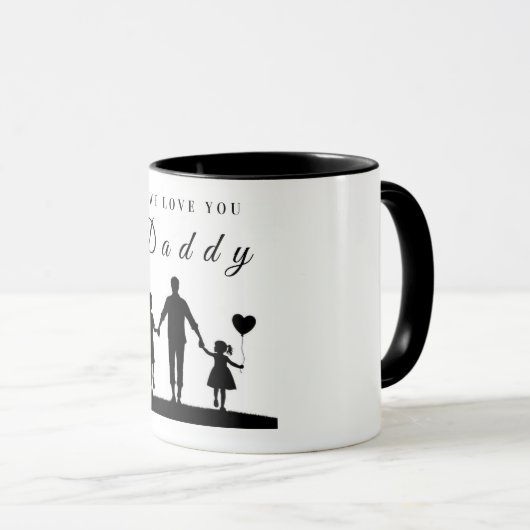 Custom “We Love You Daddy” Silhouette Art Mok (Voorkant rechts)