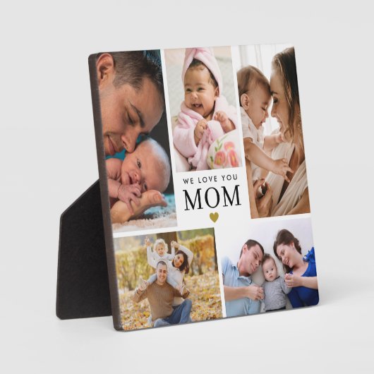 Custom We Love You Mom 5 Photo Collage White Fotoplaat (Voorkant)