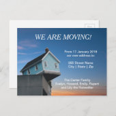 Custom "We zijn in beweging" | nieuw huis Aankondigingskaart (Voorkant / Achterkant)