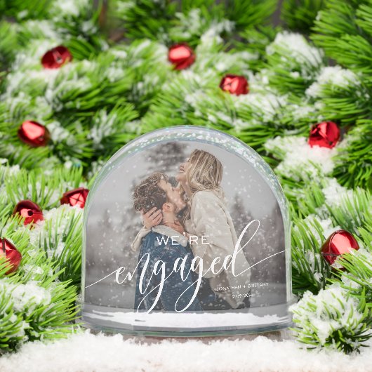 Custom We zijn verloofd! Bewaar foto Sneeuwbol (Kerstmis)