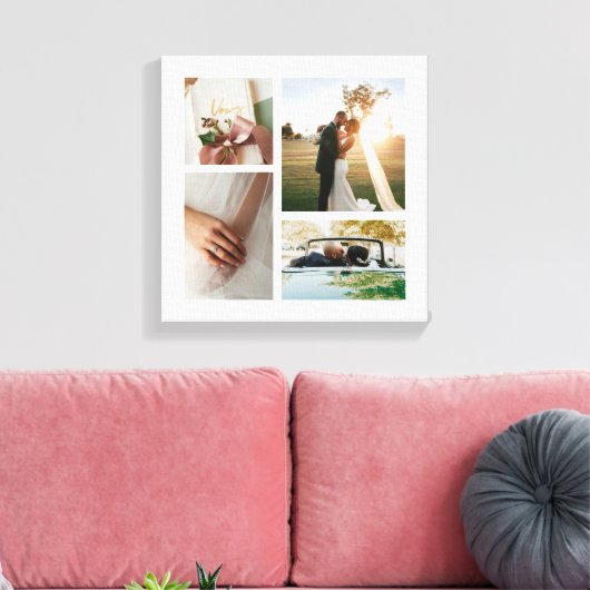 Custom Wedding 4 Fotocollage Canvas Afdruk (Insitu (Woonkamer))