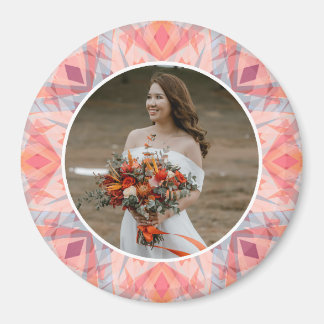 Custom Wedding Anniversary Pink Peach Star Photo Magneet