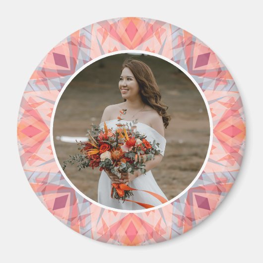 Custom Wedding Anniversary Pink Peach Star Photo Magneet (Voorkant)