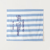 Custom Wedding Blue Stripe Wandkleed (Voorkant (horizontaal))