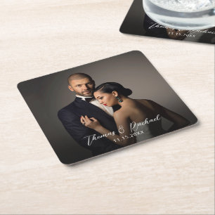 Custom Wedding Bride and Groom's Photo Kartonnen Onderzetters