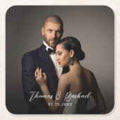 Custom Wedding Bride and Groom's Photo Kartonnen Onderzetters (Voorkant)