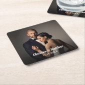 Custom Wedding Bride and Groom's Photo Kartonnen Onderzetters (Schuin)