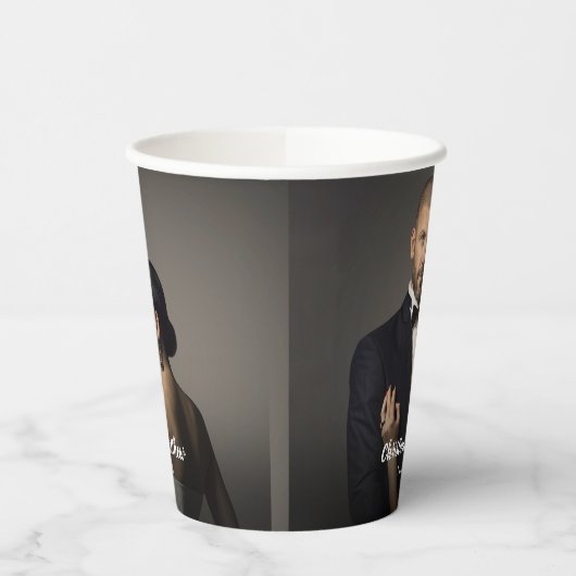 Custom Wedding Bride and Groom's Photo Papieren Bekers (Links)