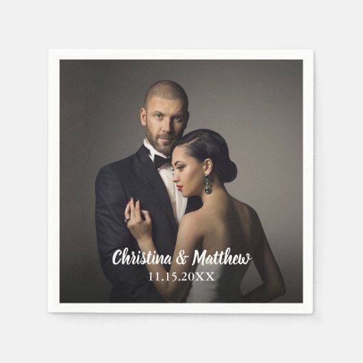 Custom Wedding Bride and Groom's Photo Servet (Voorkant)