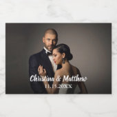 Custom Wedding Bride and Groom's Photo Sparkling Wijnetiket (Enkel label)