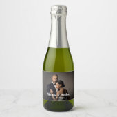 Custom Wedding Bride and Groom's Photo Sparkling Wijnetiket (Voorkant)
