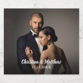 Custom Wedding Bride and Groom's Photo Sparkling Wijnetiket (Enkel label)