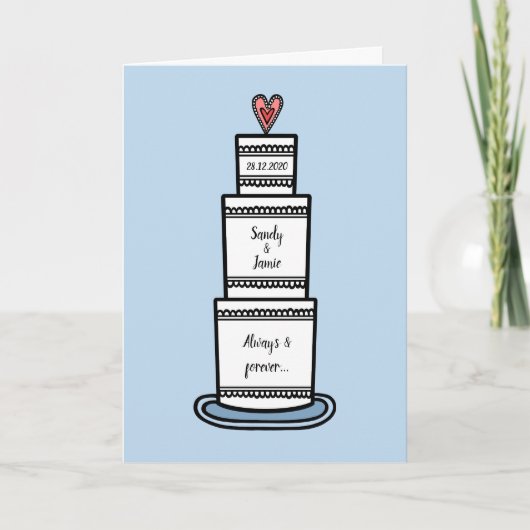 Custom Wedding Cake Illustration Wedding Card Kaart (Voorkant)