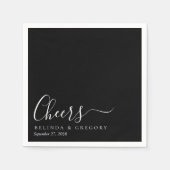 Custom Wedding Cheers Cocktail Black White Napkins Servet (Voorkant)