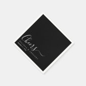 Custom Wedding Cheers Cocktail Black White Napkins Servet (Hoek)