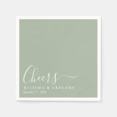 Custom Wedding Cheers Cocktail Sage Green Napkins Servet (Voorkant)