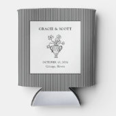 Custom Wedding Classic Black & White Stripe  Blikjeskoeler (Voorkant)