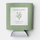 Custom Wedding Classic Groene Bloemen Streep Blikjeskoeler (Voorkant)