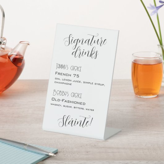  Custom Wedding Cocktail menu Reclamebord Met Voetstuk (Insitu)