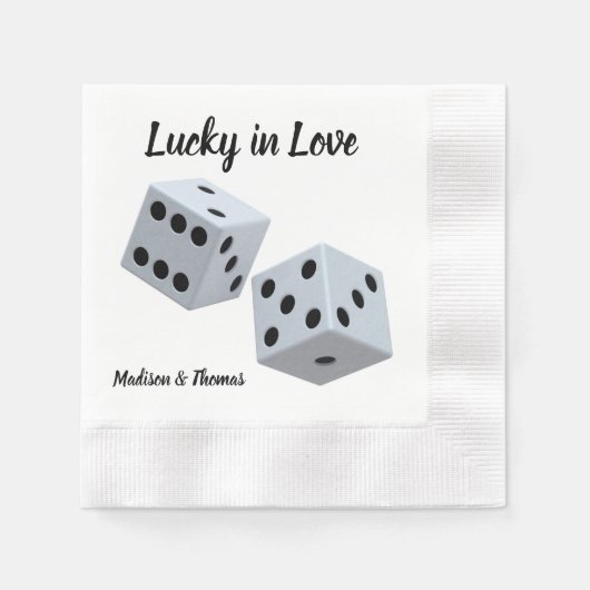 Custom Wedding Dice Lucky in Love Servet (Voorkant)