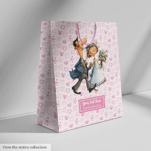 Custom Wedding Gift Bag Quirky Cartoon Passen getr Medium Cadeauzakje