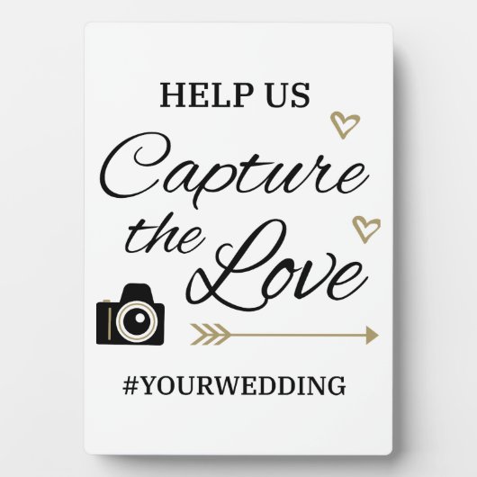 Custom Wedding Hashtag Sign with Easel – Tabletop  Fotoplaat (voorkant)