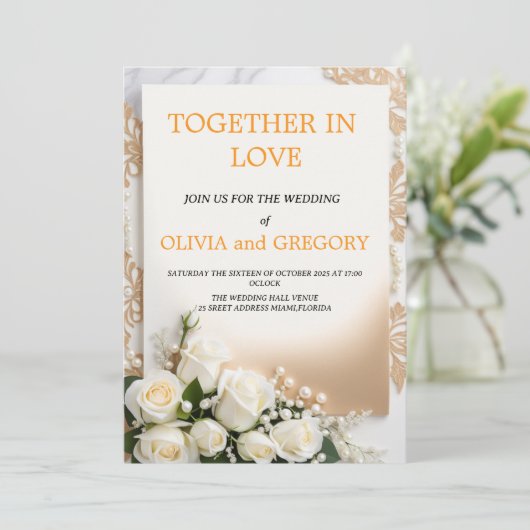 Custom Wedding Invitation Cards | Personalized Kaart (Staand voorkant)