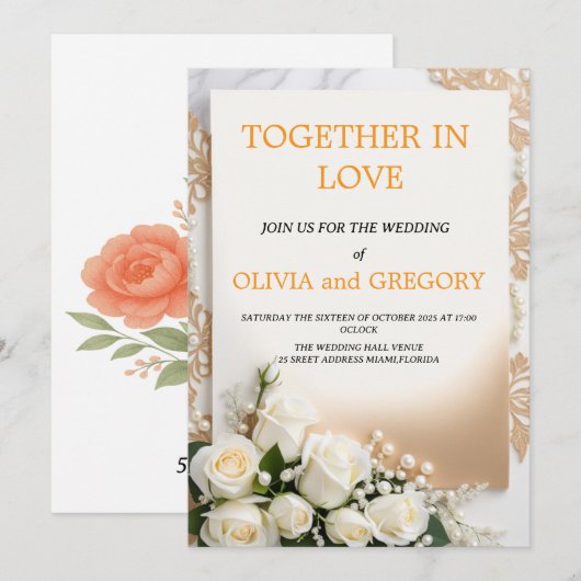 Custom Wedding Invitation Cards | Personalized Kaart (Voorkant / Achterkant)