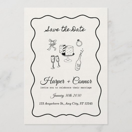 Custom Wedding Invitation – Personalized Elegant  Kaart (Voorkant)