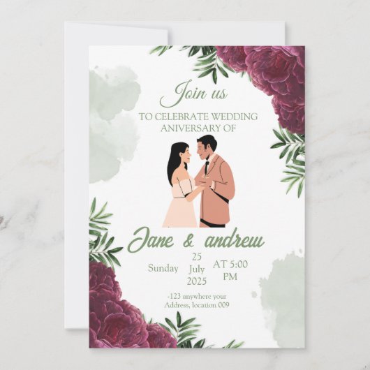 Custom Wedding Jubileum Invitation Kaart (Voorkant)