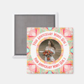 Custom Wedding Jubileum Rood Roze Foto Groeten Magneet (Voorkant / Achterkant)