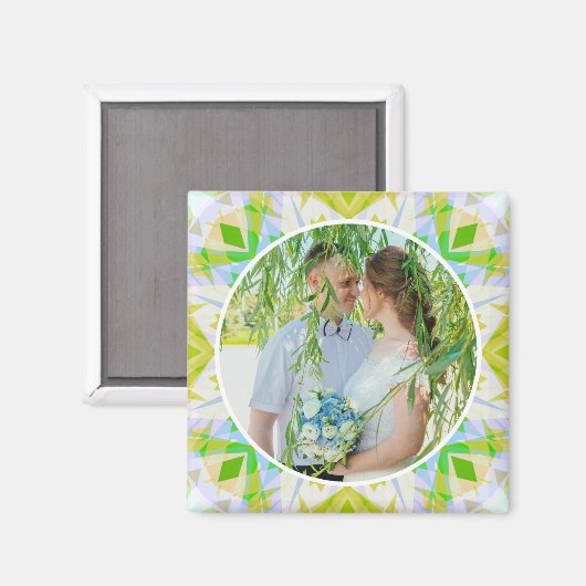 Custom Wedding Jubileum Spring Green Foto Magneet (Voorkant / Achterkant)