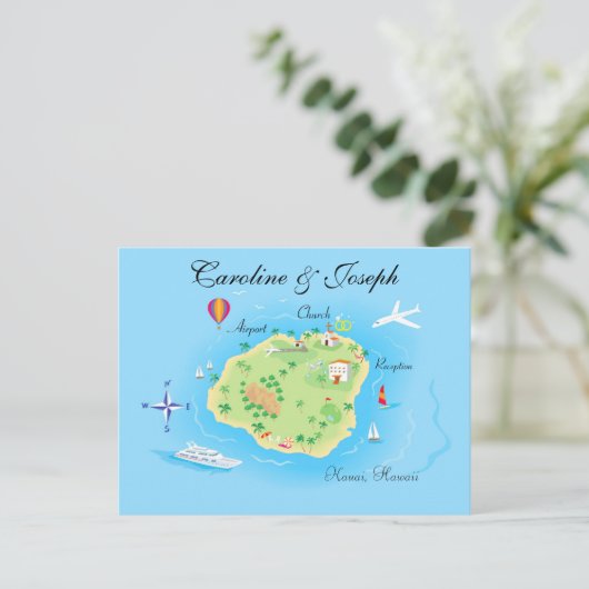 Custom Wedding Map Design - Geïllustreerd Briefkaart (Staand voorkant)