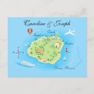 Custom Wedding Map Design - Geïllustreerd Briefkaart