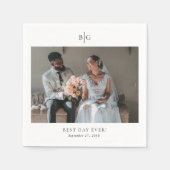 Custom Wedding Monogrammed Photo Best Day Ever Servet (Voorkant)