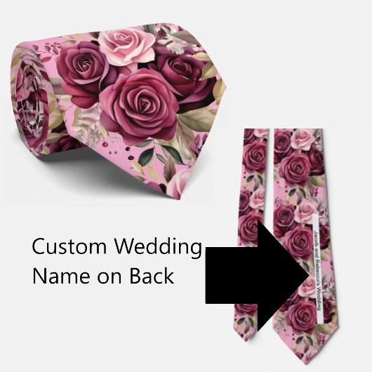 Custom Wedding Name on Back of Neck Tie Stropdas