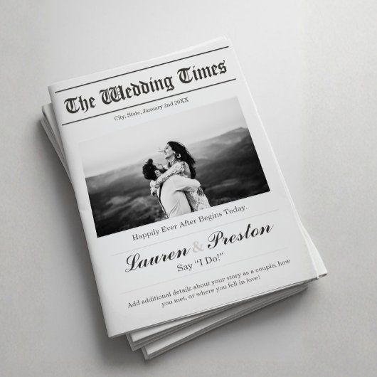 Custom Wedding Newspaper - Fun Guest Activity Book